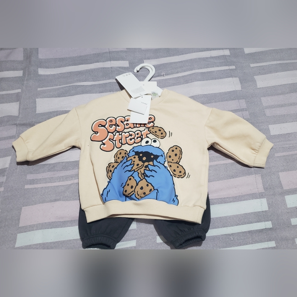 H&M Cookie Monster Baby Set Sweater With Jogger Size 6 Month NWT